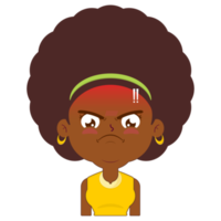afro woman angry face cartoon cute png