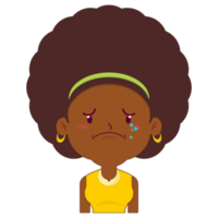 afro frau weint und verängstigtes gesicht cartoon niedlich png