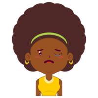 afro woman crying and scared face cartoon cute png