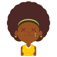 afro woman crying and scared face cartoon cute png