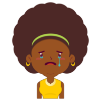 afro woman crying and scared face cartoon cute png