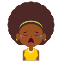 mujer afro llorando y cara asustada dibujos animados lindo png