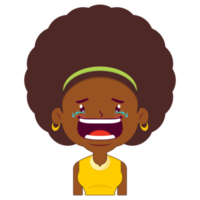 femme afro pleure et visage effrayé dessin animé mignon png