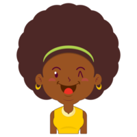 afro vrouw gelukkig gezicht tekenfilm schattig png