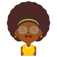 afro frau glückliches gesicht cartoon niedlich png