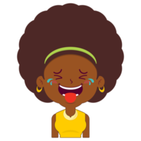 afro woman laughing face cartoon cute png