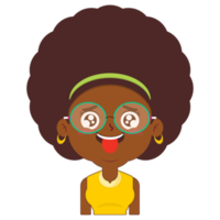 afro woman playful face cartoon cute png