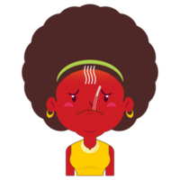 femme afro malade visage dessin animé mignon png