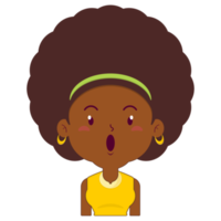 afro woman surprised face cartoon cute png