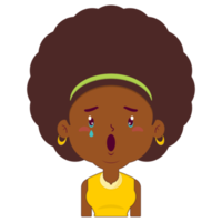 afro woman surprised face cartoon cute png