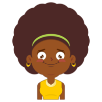 femme afro surpris visage dessin animé mignon png