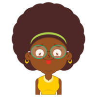 afro vrouw verrast gezicht tekenfilm schattig png
