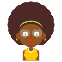 afro woman surprised face cartoon cute png