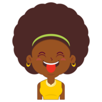 afro mujer juguetón cara dibujos animados lindo png