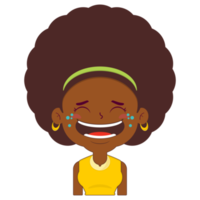 afro vrouw lachend gezicht tekenfilm schattig png