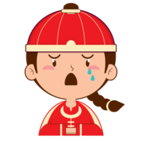 menino chinês chorando rosto cartoon bonito png