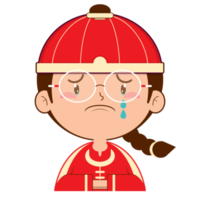 Cinese ragazzo pianto viso cartone animato carino png