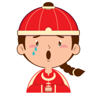 menino chinês chorando rosto cartoon bonito png