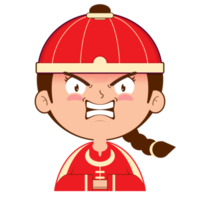 chinese boy angry face cartoon cute png