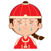 menino chinês chorando rosto cartoon bonito png