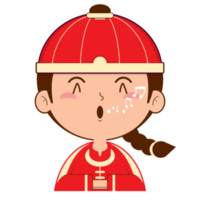 kinesisk pojke visslande ansikte tecknad serie söt png