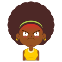 afro woman angry face cartoon cute png