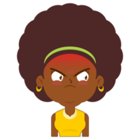 afro mujer enojado cara dibujos animados lindo png