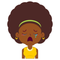 mujer afro llorando y cara asustada dibujos animados lindo png