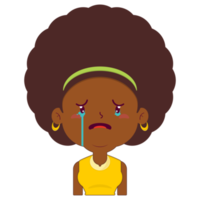 afro woman crying and scared face cartoon cute png