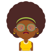 afro frau weint und verängstigtes gesicht cartoon niedlich png