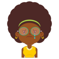 afro woman crying and scared face cartoon cute png