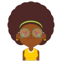 afro woman crying and scared face cartoon cute png