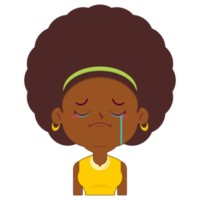 mujer afro llorando y cara asustada dibujos animados lindo png