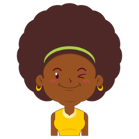 afro mujer sonrisa cara dibujos animados lindo png