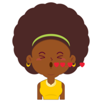 afro woman in love face cartoon cute png