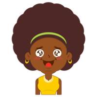 afro woman happy face cartoon cute png
