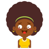 afro woman surprised face cartoon cute png