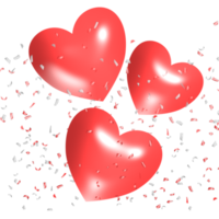 valentine hjärtan bakgrund hjärta röd 3d formad med konfetti transparent bakgrund png