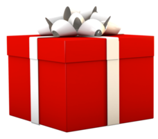 Simple red gift box and white ribbon png