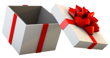 white gift box floating with red ribbon. png gift box