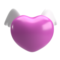 The pink heart and white wing for valentine or love concept 3d rendering png