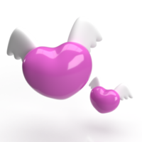 le coeur rose et l'aile blanche pour la saint-valentin ou l'amour concept rendu 3d png