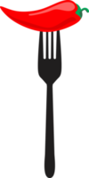 Fork with fresh chili pepper vegetable png