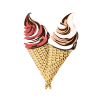 Two Bowls of Ice Cream on  Cones png