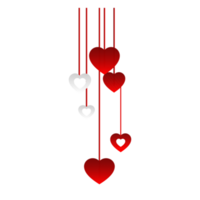 A group of red and white hearts hanging from the top, suitable for decorating cards and banners for different occasions png