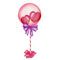 Pink balloon in watercolor for Valentines day png