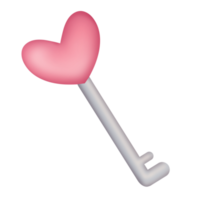Metal key with pink heart png