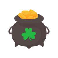 A pot that holds a lot of gold coins. Wealth concept for Saint Patrick's party png