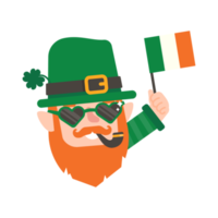 Funny leprechaun cartoon celebrating by drinking beer on Saint Patrick's Day. png