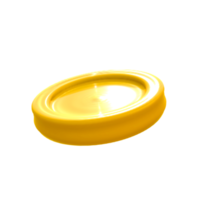 Cute yellow coin 3d rendering png